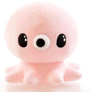 Cute pink octopus plush with black eyes