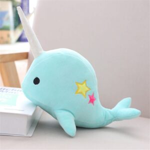 Light blue unicorn whale plush animal plush Material: Cotton