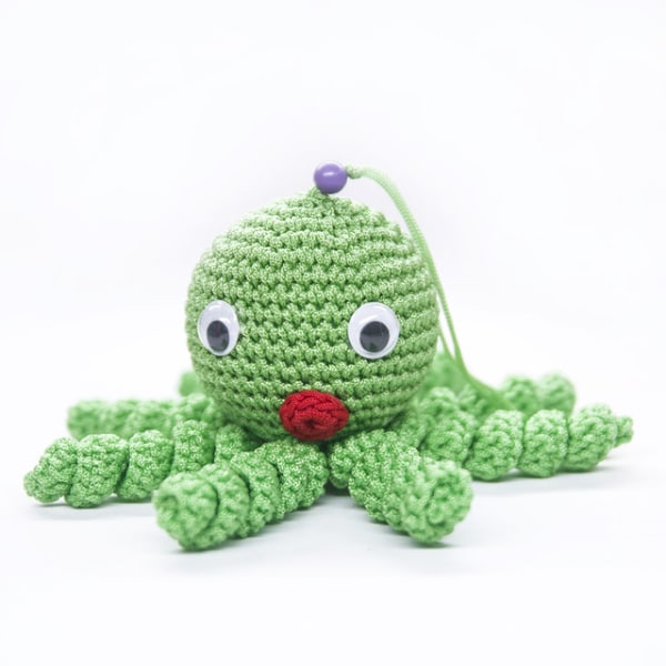 Soft green woven octopus plush for children Octopus Plush Knitted Plush Animals Material: Nylon