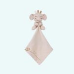 Beige elephant soft toy consisting of an elephant-shaped plush part and a soft diamond-shaped fabric part, ideal for cuddling with baby.