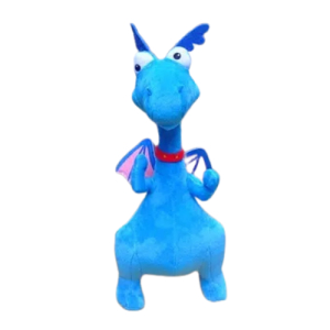 Blue dragon plush on white background