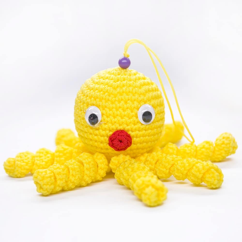 Soft yellow woven octopus plush for children Octopus Plush Knitted Plush Animals Material: Nylon