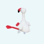 Pink Flamingo Plush Cotton Ribbed White