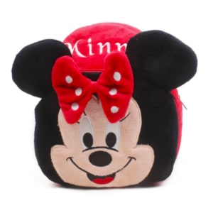 Minnie plush backpack on white background