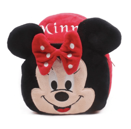 Minnie plush backpack on white background