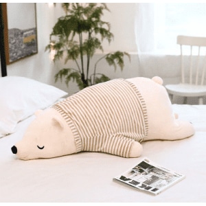 Plush White Sleeping Bear Plush Animal 87aa0330980ddad2f9e66f: 50cm|60cm|70cm|90cm