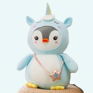 Penguin plush in blue unicorn costume Penguin plush animal Material: Cotton