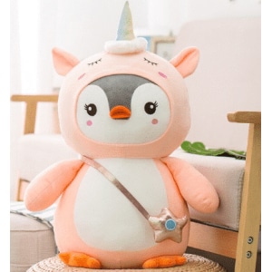 Pink Penguin Plush Dressed up Unicorn Plush Penguin Plush Animals Materials: Cotton