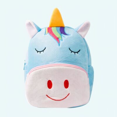 Blue Unicorn Backpack Plush Bag Material: Cotton