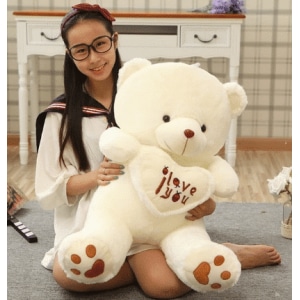 White I Love You Plush Bear Valentine's Day Material: Cotton