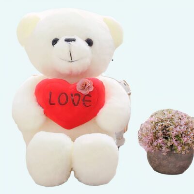White Love Bear Plush Valentine's Day 87aa0330980ddad2f9e66f: 40cm|50 cm|60cm
