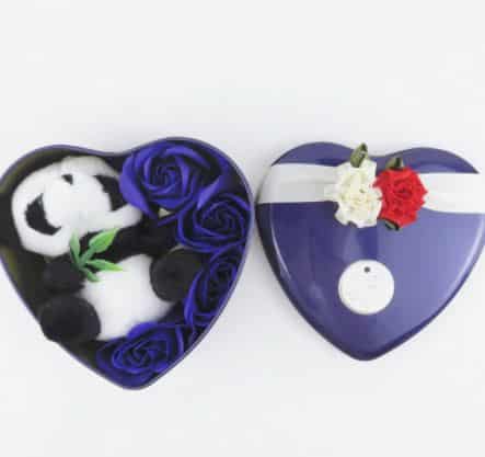 Panda plush blue box Valentine's Day plush Material: Cotton
