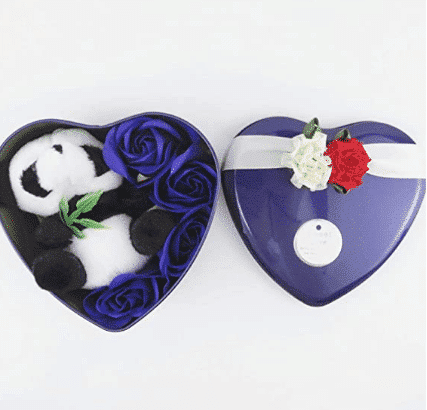 Panda plush blue box Valentine's Day plush Material: Cotton
