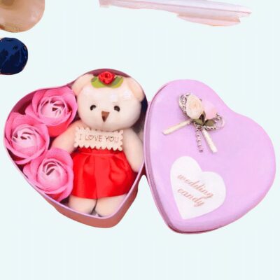 Pink teddy bear love box Valentine's Day plush Material: Cotton
