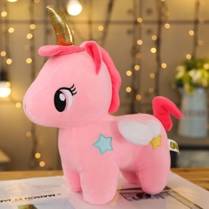 Pink Unicorn Plush Golden Horn Unicorn Plush Fantastic a7796c561c033735a2eb6c: Pink