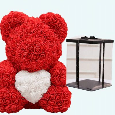 Plush bear red roses collector's box Valentine's Day Plush Material: Cotton