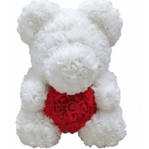 White rose teddy bear Valentine's Day plush Material: Cotton