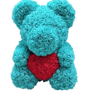 Turquoise Bear Plush Valentine's Day Material: Cotton