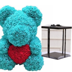 Turquoise bear plush collector's box Valentine's Day plush Material: Cotton