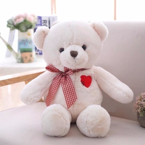 White heart plush bear Valentine's Day plush 87aa0330980ddad2f9e66f: 35cm|50 cm