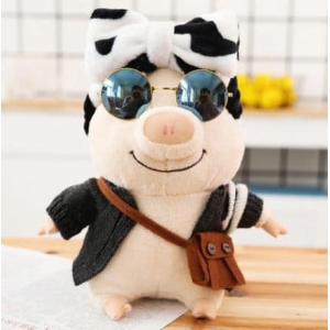 Plush Pig with cow bow Plush Pig Animal 87aa0330980ddad2f9e66f: 25cm