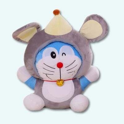 Doraemon plus dresses as a mouse on a light blue background.