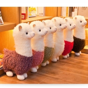 Alpaca Plush with Colorful Dress Alpaca Plush Animals a7796c561c033735a2eb6c: White|Brown|Pink|Red|Green|Violet