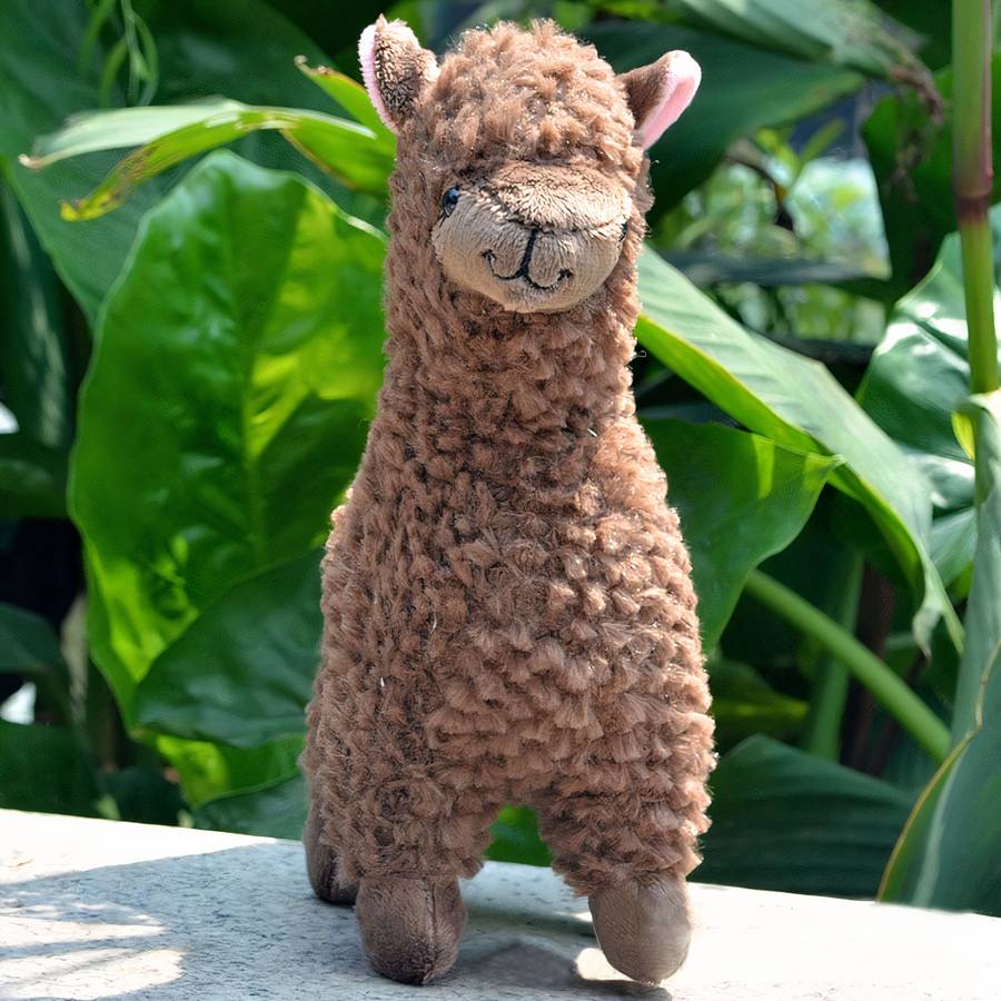 Alpaca plush with long hair Alpaca plush Animals Colour: Brown