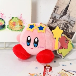 Kirby pink plush with blue stars on the head