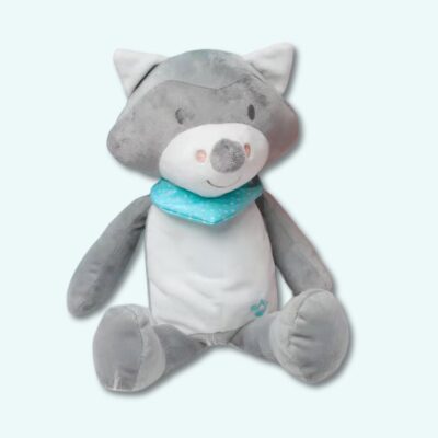 Musical fox nightlight plush on a light blue background.