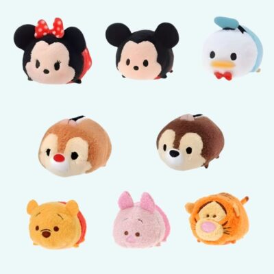 Disney tsum tsum plush megapack on a very light blue background