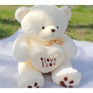 Hairy Teddy Bear Valentine's Day Plush a7796c561c033735a2eb6c: Beige|White
