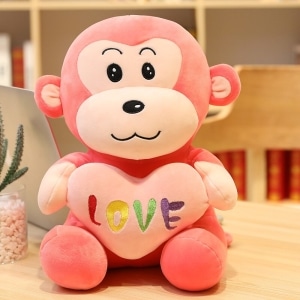 Monkey plush with heart Valentine's Day plush a7796c561c033735a2eb6c: Brown|Pink|Green
