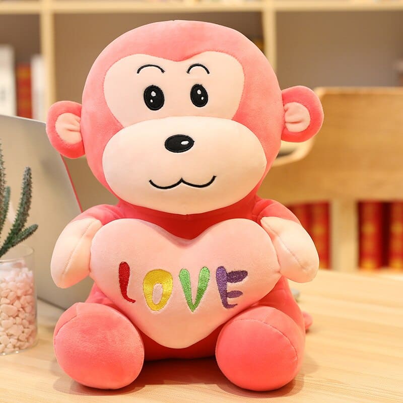 Monkey plush with heart Valentine's Day plush a7796c561c033735a2eb6c: Brown|Pink|Green