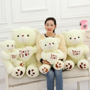 Teddy Bear with Heart Valentine's Day Plush a7796c561c033735a2eb6c: Beige|White