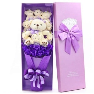 Flower bouquet teddy bear Valentine's Day Material: Cotton