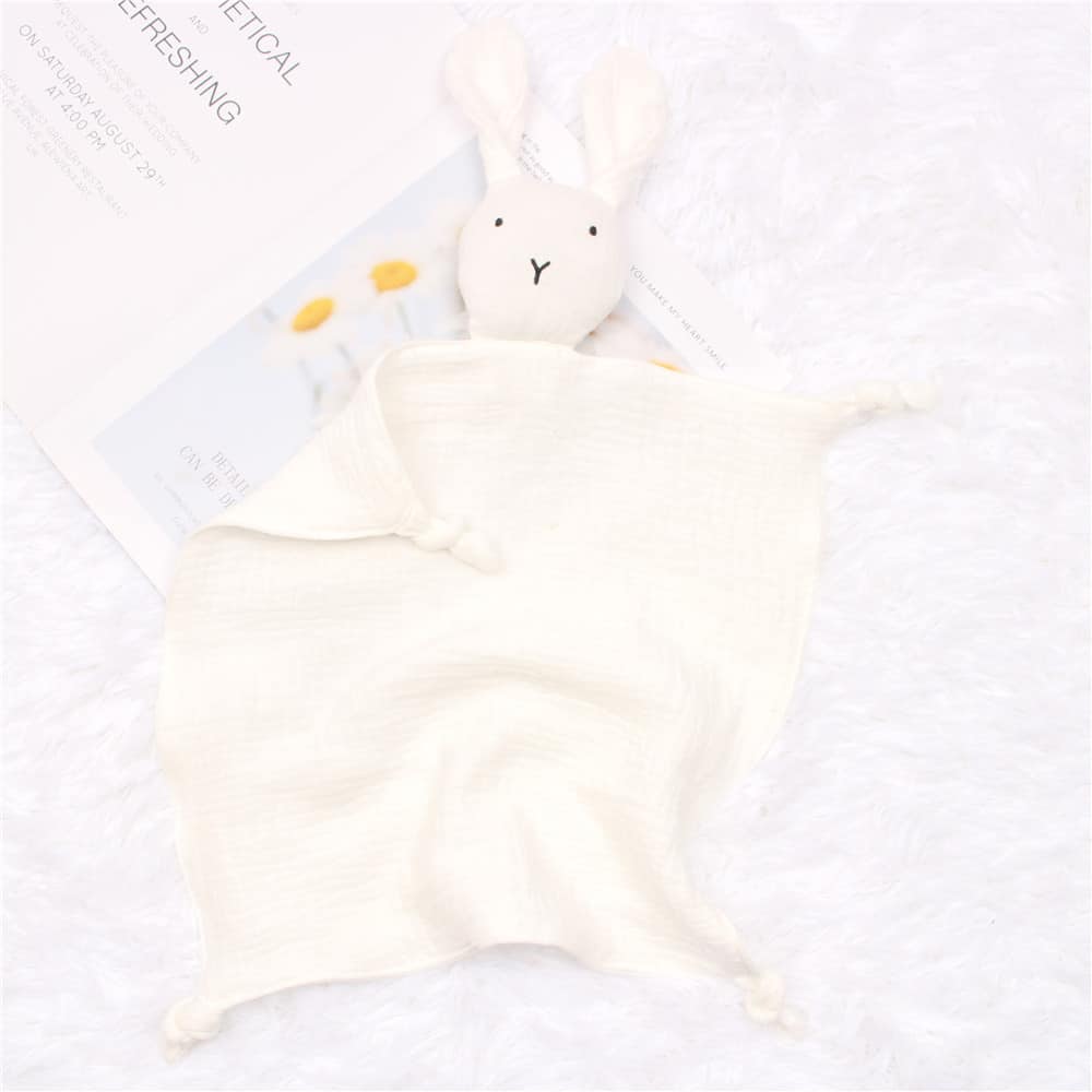 Cotton and Chiffon Baby Soft Blanket, Soft Blanket for Newborns, Children's Sleep Doll, Toy, Soothing Towel Disney Plush Rabbit Animal Color: White