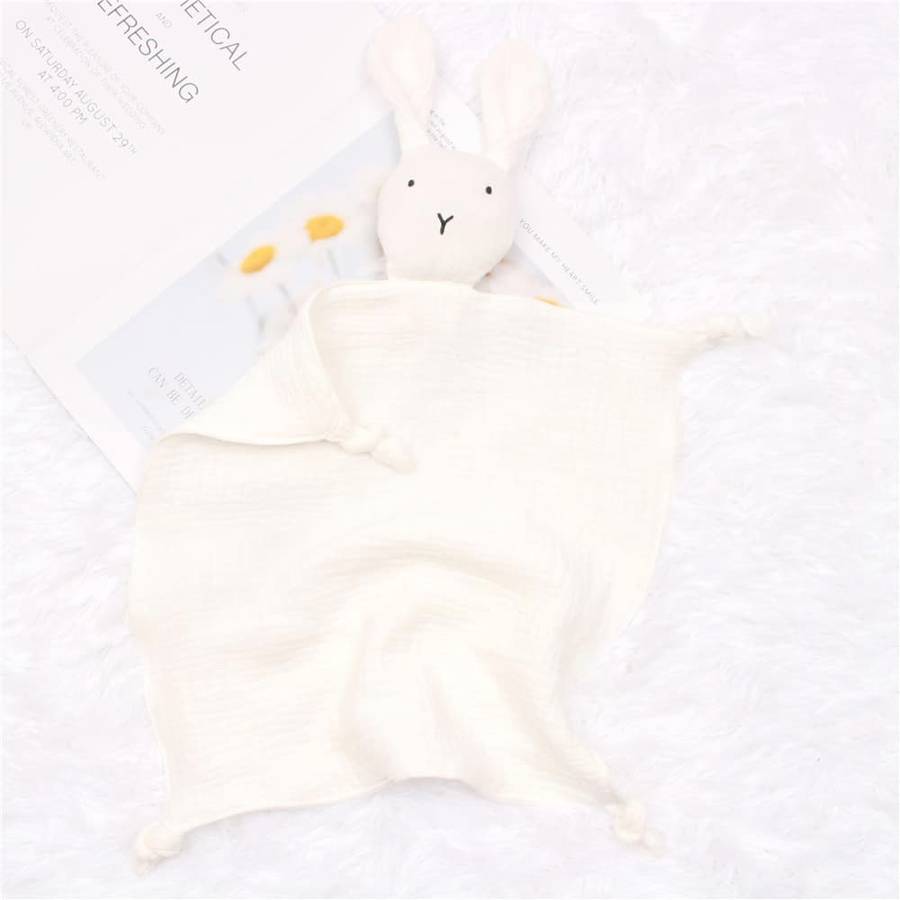 Cotton and Chiffon Baby Soft Blanket, Soft Blanket for Newborns, Children's Sleep Doll, Toy, Soothing Towel Disney Plush Rabbit Animal Color: White