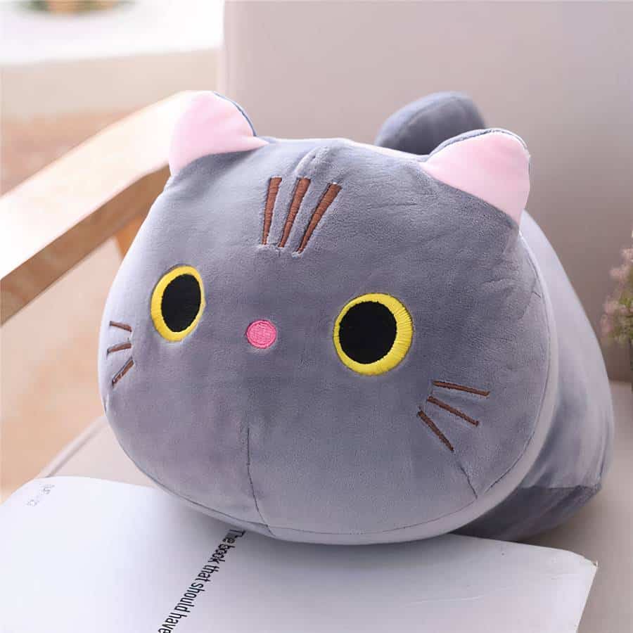 Plush Cat Pillow Big Eyes Plush Animals Plush Cat Size: 50cm Color: Grey