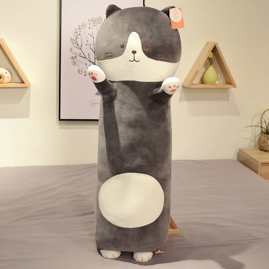 Cute and soft plush cat pillow Animal Plush Cat Size: 100cm Colour: Grey