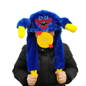 Huggy Wuggy plush hat with white background