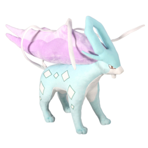 Suicune plush with pastel blue body and pastel pink wings