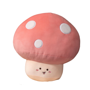 Smiling mushroom doll in pink and beige
