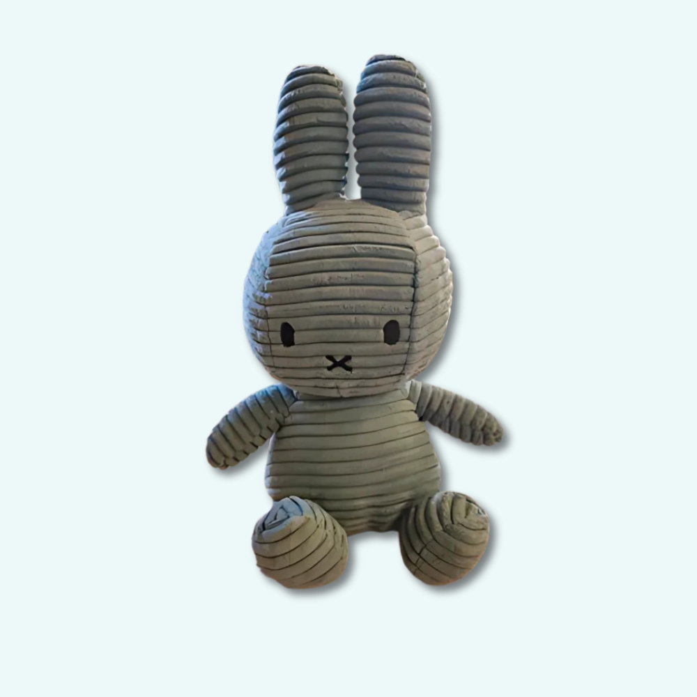 Miffy ribbed plush grey on light blue background.