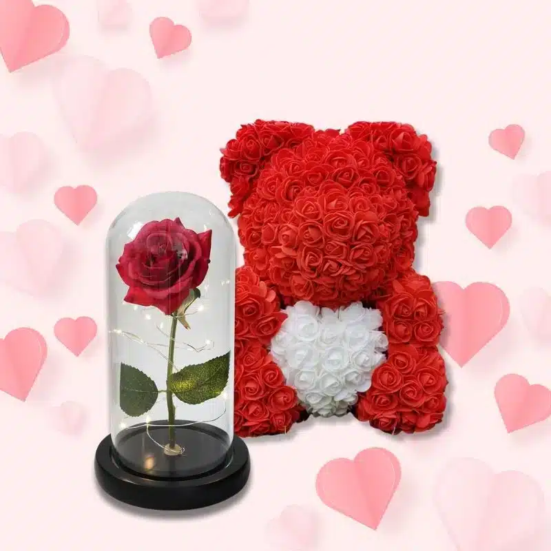 Valentine's Day gift set of teddy bears in roses and eternal pink 2.jpg