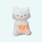 white plush breathing cat with nightlight on belly