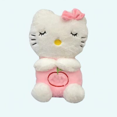 Hello Kitty pink and white breathing plush with soothing lullaby, eyes closed