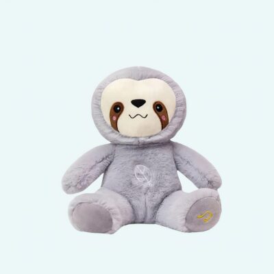 Grey breathing plush sloth, sitting