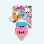 Fluffie Stuffiez plush in the shape of a pink and blue ice cream cone on a white background