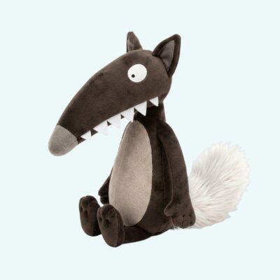 Cartoon Wolf Stuffed Animal with Big Teeth